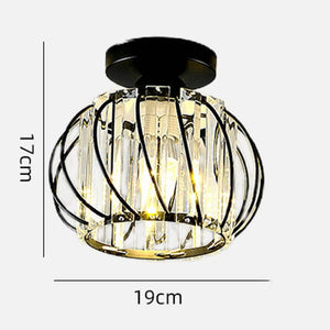 Modern Crystal Ceiling Light Lamp LED Semi Flush Mount Pendant Light Fixture, Black