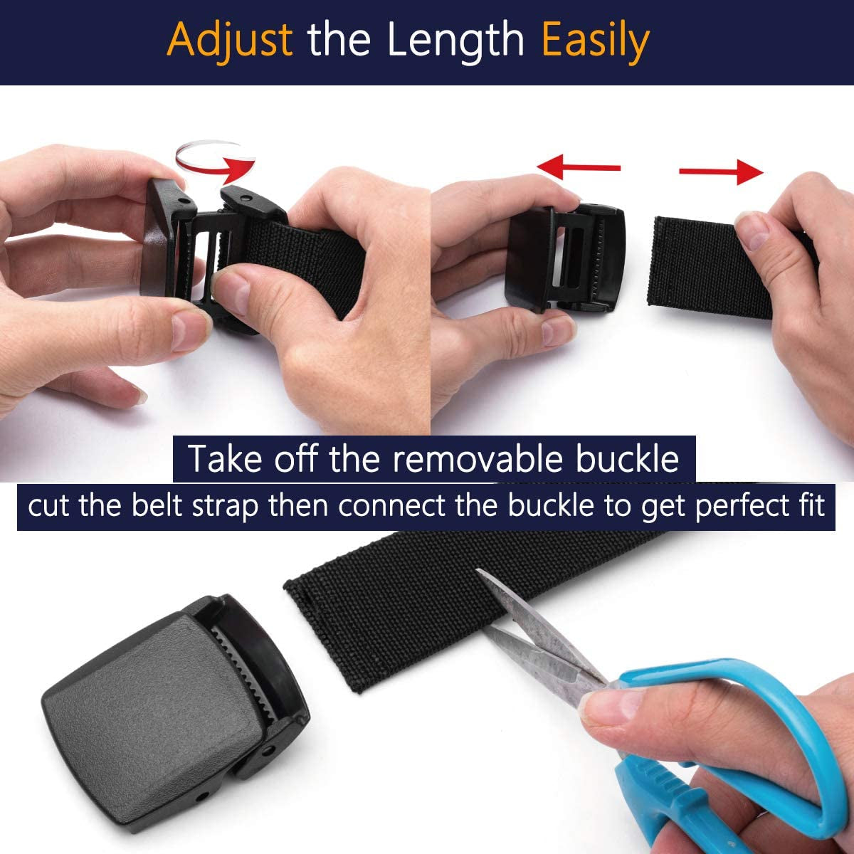 Elastic Belt for Men, Stretch Canvas Belt with YKK Plastic Buckle, Breathable Waist Belt for Work Outdoor Cycling Hiking, Adjustable for Pants Size below 46Inches[53"Long1.5"Wide]