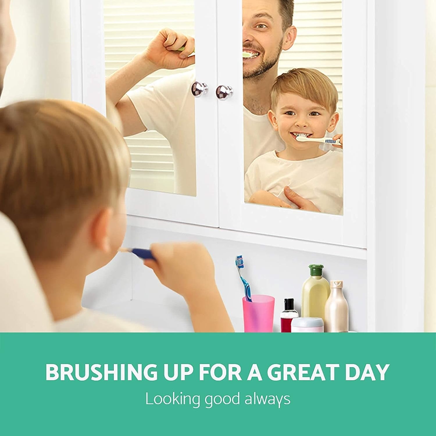 Bathroom Cabinet Storage Shelf Toilet Cupboard Wall Mirror Laundry