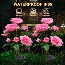 Load image into Gallery viewer, Pink Rose Landscape Solar Pathway Lights,14 Flowers 200 Lumens 70Cm Solar Garden Outdoor Waterproof Lights for Patio Yard Pathway Decoration
