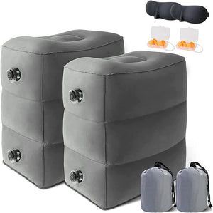 2 Pack Inflatable Foot Rest Pillow for Travel,Travel Accessories,Kids/Adults Airplane Travel Pillow-Adjustable Height Cushions,For Kids to Sleep While Traveling,Suitable for Office, Home