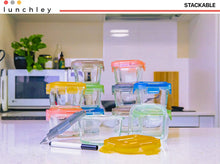 Load image into Gallery viewer, Glass Baby Food Storage Containers with Lids | Set of 12 | 5 oz Glass Food Containers, Freezer Storage, Reusable, Microwave &amp; Dishwasher Safe
