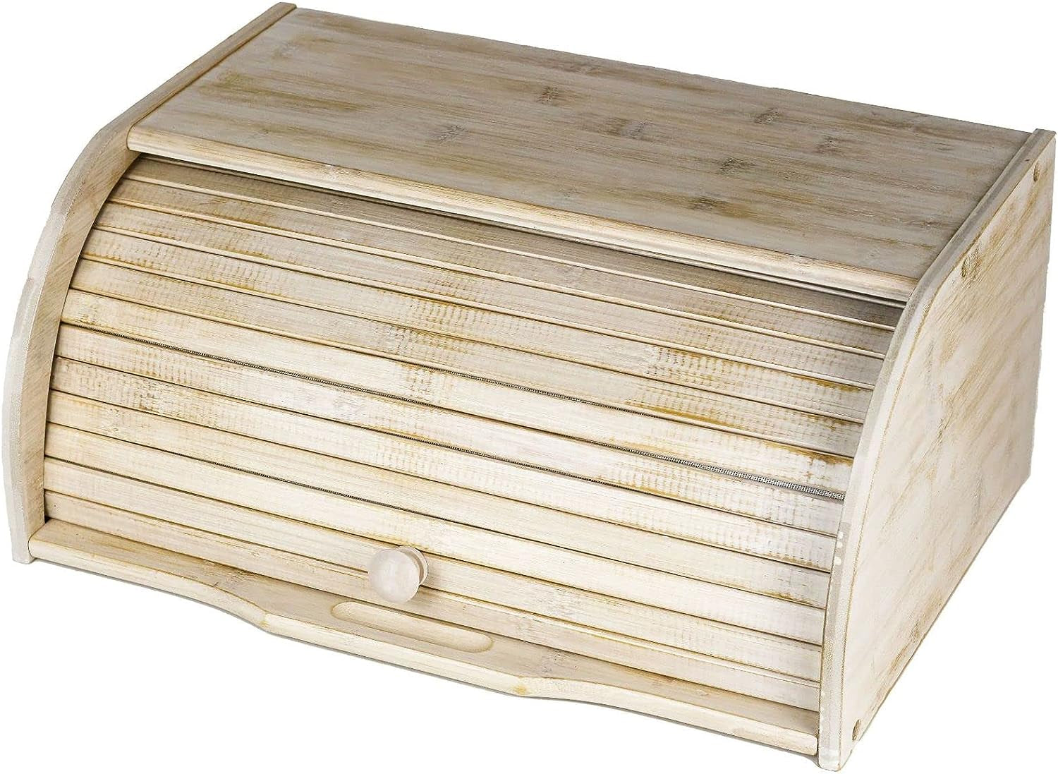 Bread Box - Bamboo Bread Bin for Kitchen Countertop Large Capacity Bread Storage Container Bread Box with Window Bread Holder Food Storage Kitchen Storage & Organisation, Self-Assembly (White)