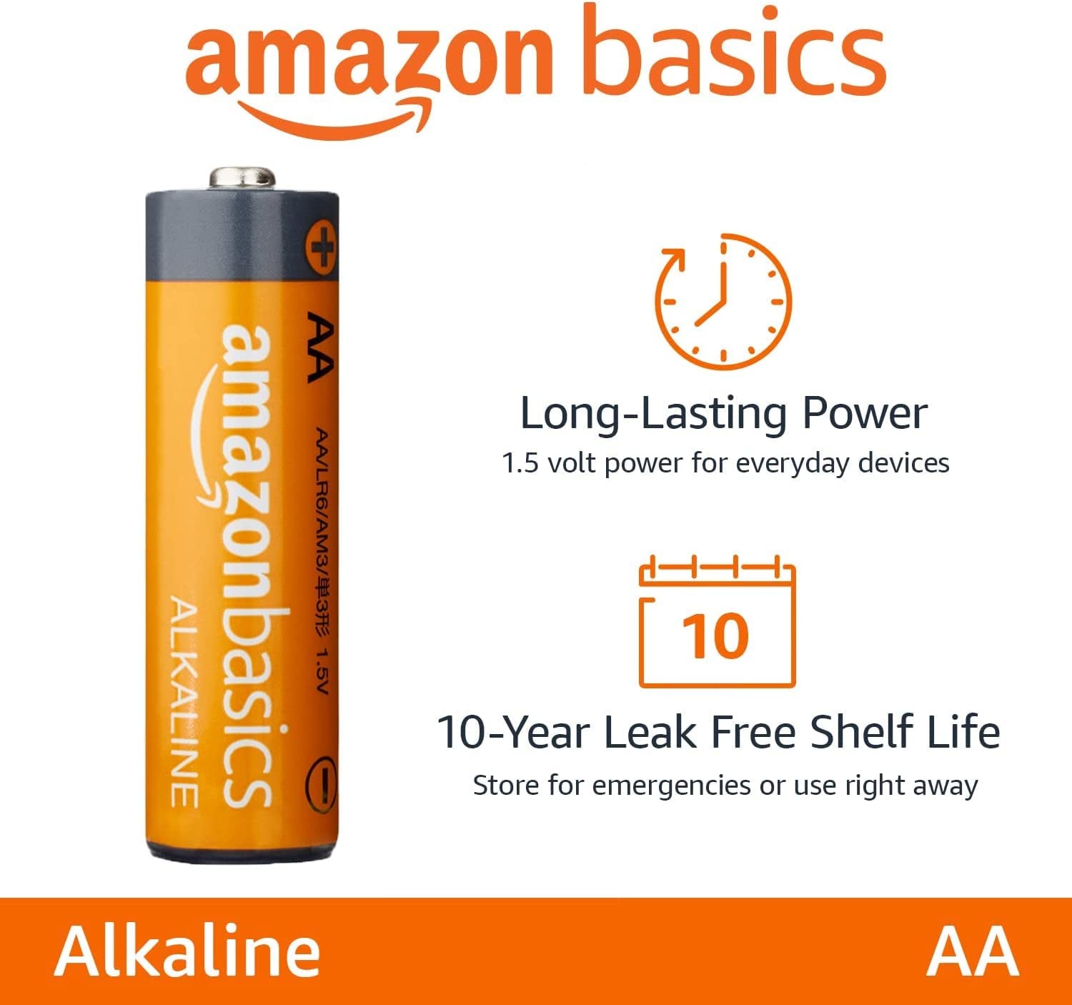 100 Pack AA High-Performance Alkaline Batteries, 10-Year Shelf Life, Easy to Open Value Pack