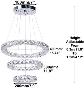 Modern Crystal Chandeliers LED Chandelier Pendant Lights Chandelier Rings Pendant Light 20/30/40Cm(8/12/16 Inches)(Cool White 20/30/40)