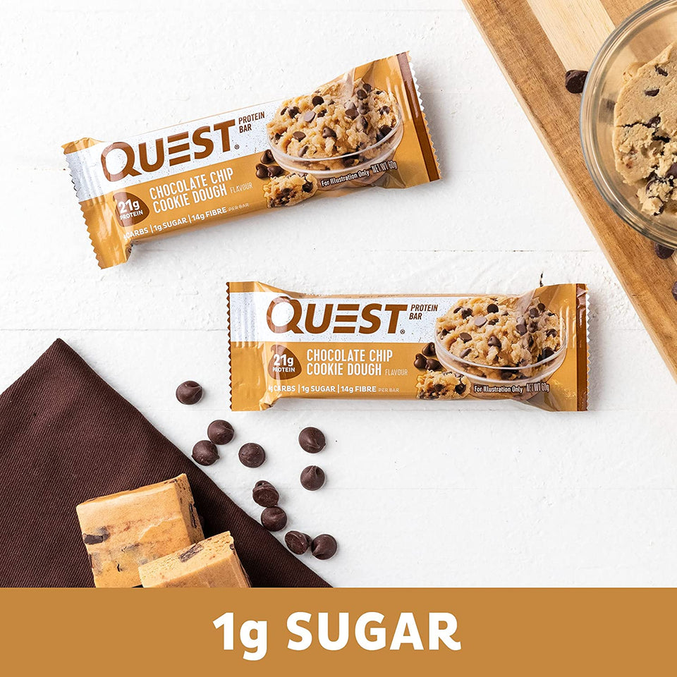 Chocolate Chip Cookie Dough Protein Bar, High Protein, Low Carb, Keto Friendly, 12 Count