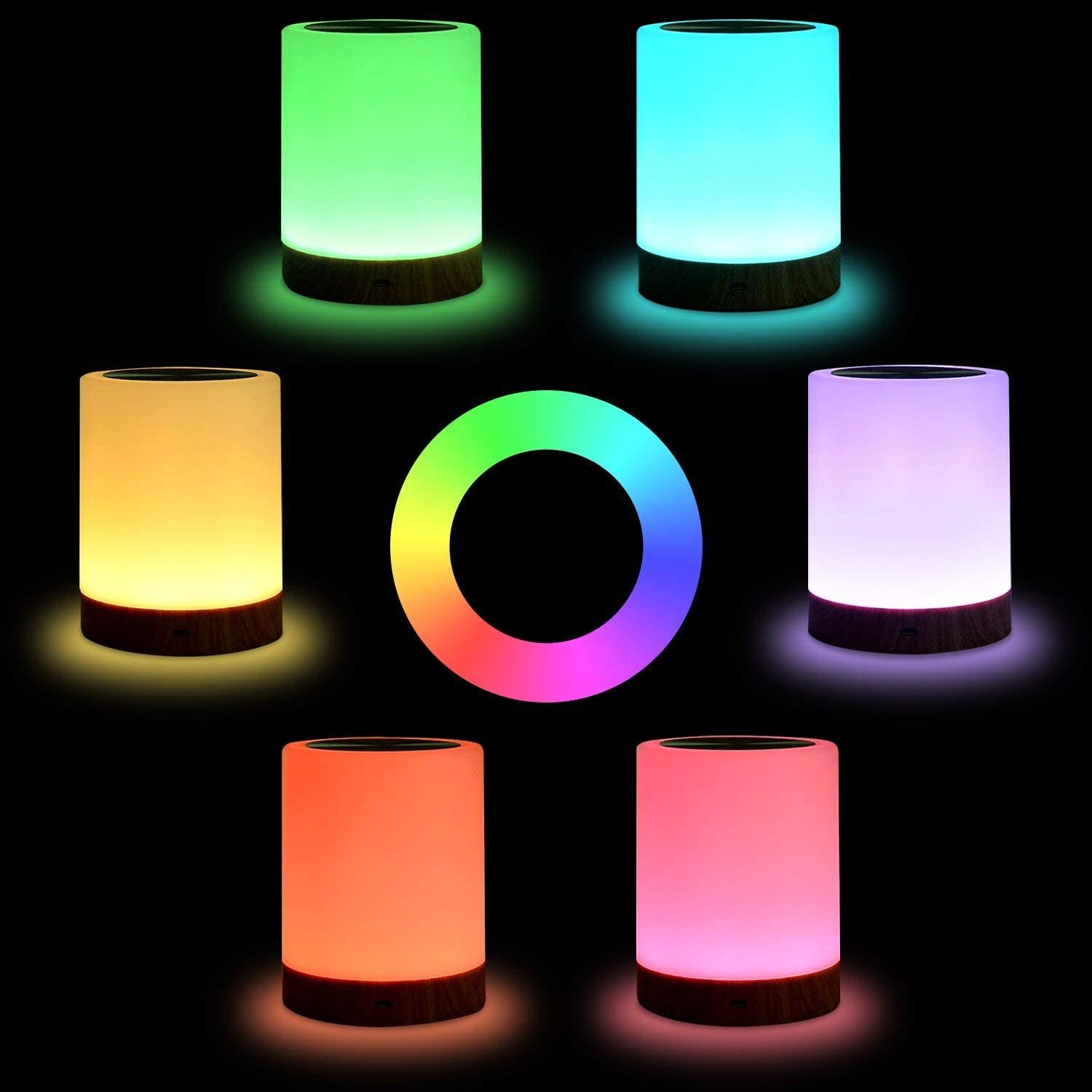 Night Light  Touch Lamp for Bedrooms Living Room Portable Table Bedside Lamps with Rechargeable Internal Battery Dimmable 2800K-3100K Warm White Light & Color Changing RGB
