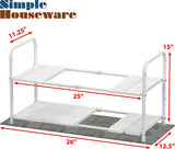 Simplehouseware under Sink 2 Tier Expandable Shelf Organizer Rack, White (Expand from 38 to 63.5 Cm)