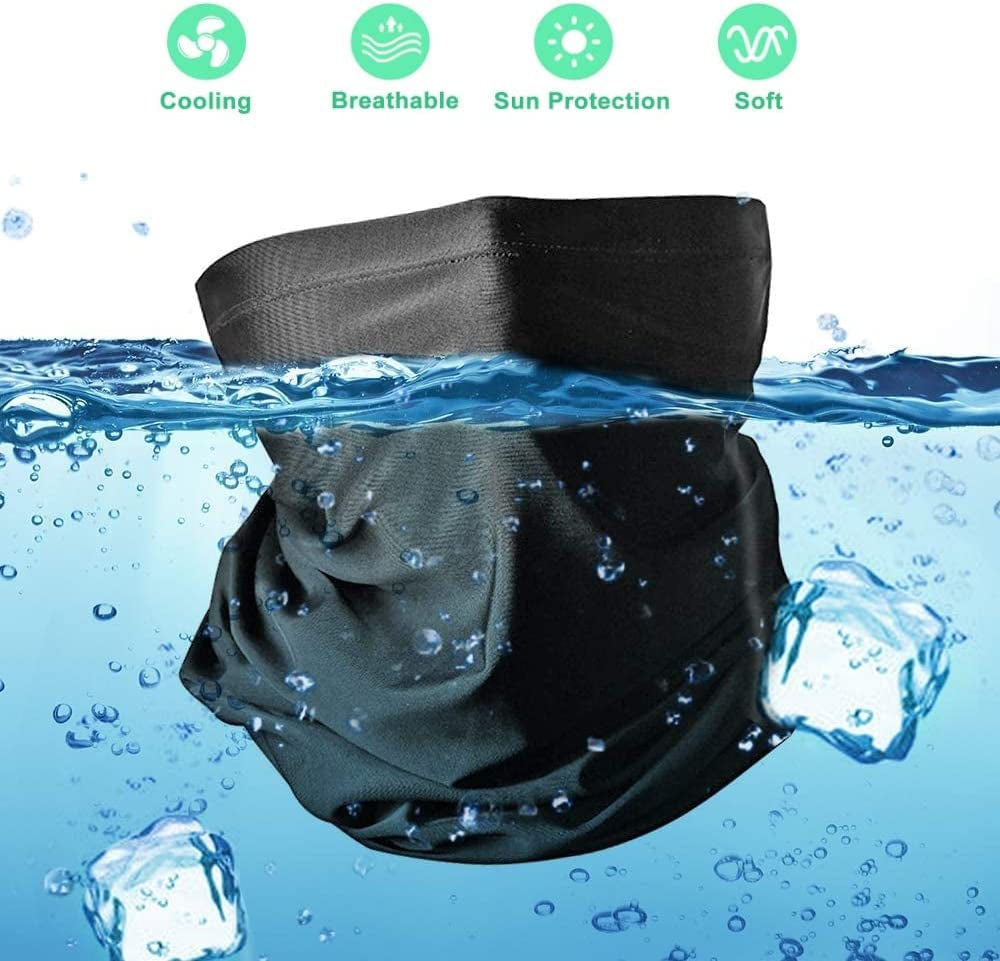 2 Pack Breathable Cooling Neck Gaiters, Ice Silk Face Shield Scarf, Multifunctional Headwear Bandana Face Cover,Uv Protection Headband Scarf,Reusable Stretchy Balaclava for Cycling Fishing