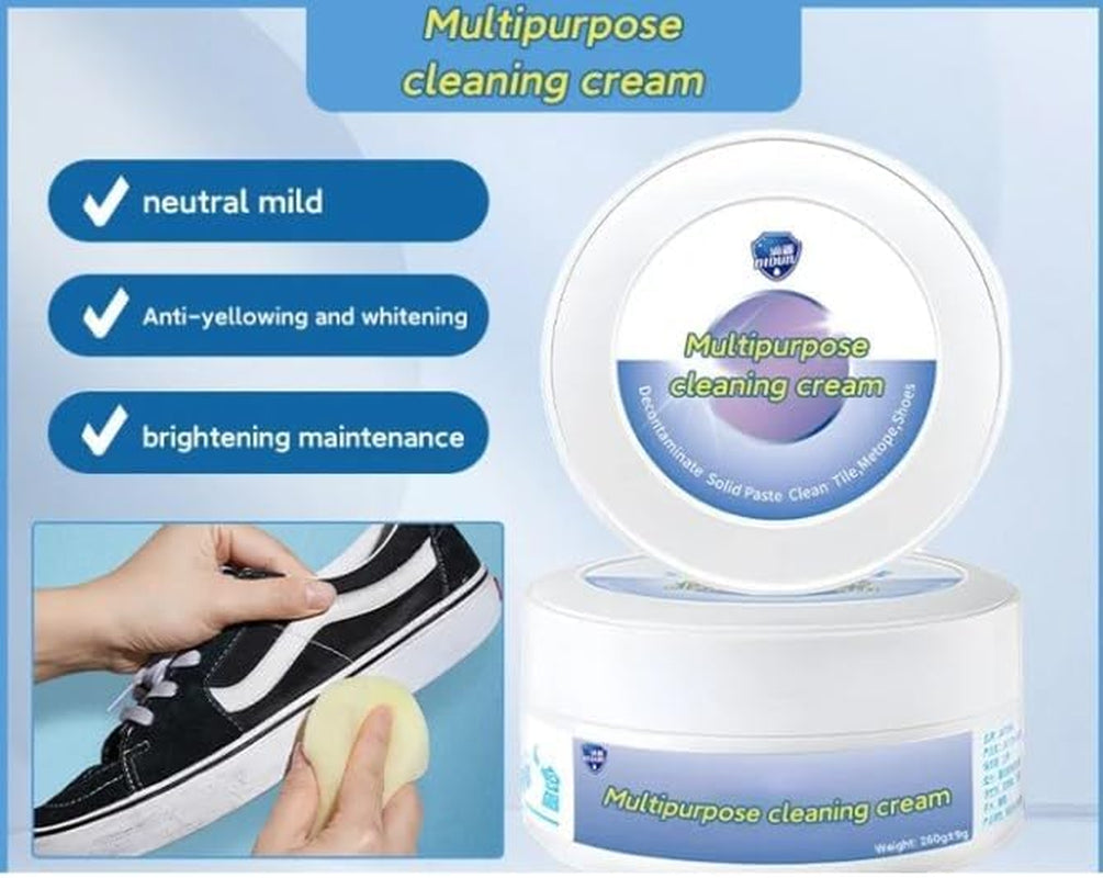 2023 New Multi-Functional Cleaning and Stain Removal Cream, Shoe Multifunctional Whitening & Stain Remover Cream with Sponge Eraser (1 Pcs)