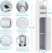 Load image into Gallery viewer, Toilet Roll Holder,Toilet Paper Roll Holder with Slim Shelf,Over Toilet Storage for Toilet Paper Bulk,Narrow Shelf for Bathroom Accessories,Bathroom Storage for Toilet Tissue,White by

