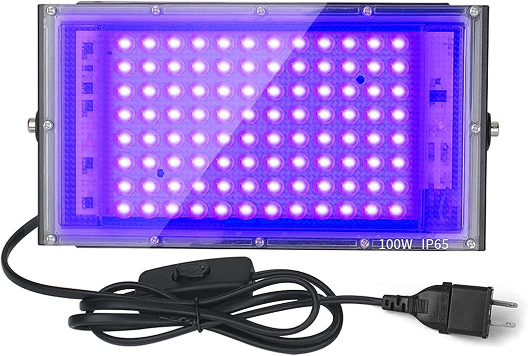 UV LED Black Lights Flood Bulbs 100W 395Nm Ultraviolet Lamp IP65 Waterproof Plum Blossom Blacklight Purple Glow in the Dark Paint Party Decorations Lightbulbs Fixtures for Poster Room Stage Halloween