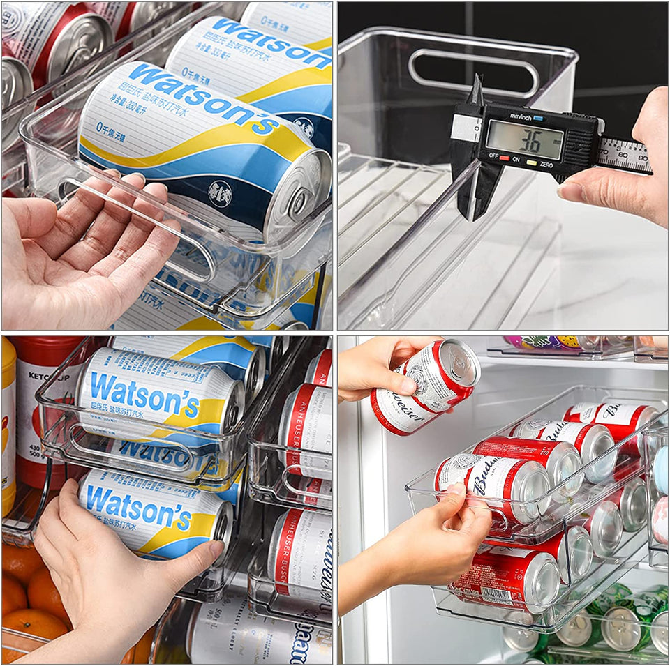 Fridge Rolling Can Dispenser 2-Tier Beer Can Organiser Soda Can Dispenser for Fridge Kitchen,Beer Rack for Kitchen Cupboard Pantry Cabinets Refrigerator Freezer Organisation