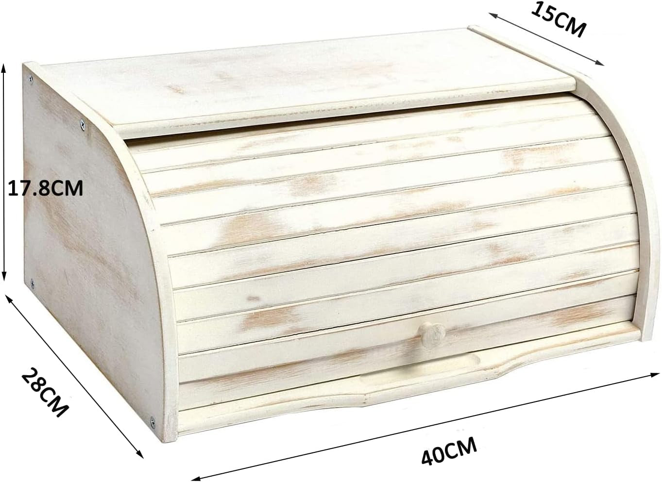 Bread Box - Bamboo Bread Bin for Kitchen Countertop Large Capacity Bread Storage Container Bread Box with Window Bread Holder Food Storage Kitchen Storage & Organisation, Self-Assembly (White)