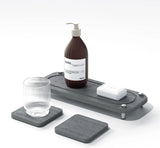 Instant Dry Sink Kitchen/Bathroom Organizer Countertop,Stone Sink Tray Caddy Fast Drying Absorbing Stone Sponge/Soap Tray/Cup/Toothbrush Holder