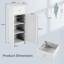 Load image into Gallery viewer, Bathroom Floor Cabinet, Storage Cabinet with Single Door, Pull-Out Drawer, 3-Position Adjustable Shelf, Anti-Topping Device, Side Storage Organizer for Bathroom Living Room Entryway, White

