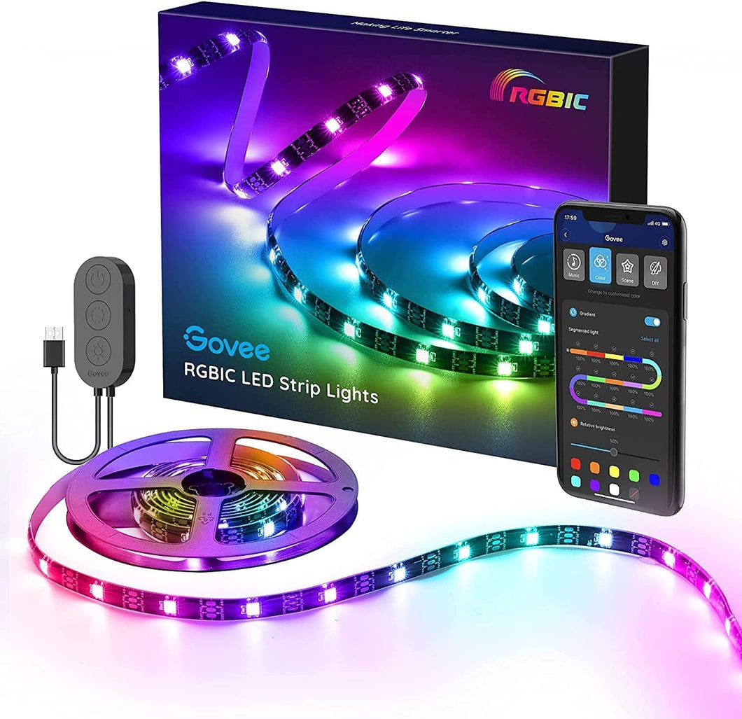 RGBIC TV Light Strip, 2M/6.56Ft TV LED Backlight Strip for 30-50 Inch TV, USB LED Strip with APP Control, Color Changing by Sync to Music, RGBIC LED Lights for TV PC Monitor Gaming Room