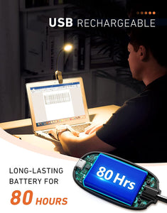 Book Light for Reading in Bed, 3 Brightness Levels × 3 Color Temperatures, 70 Hours Runtime Rechargeable Book Light Clip On, 1.3 Oz Lightweight Small Book Reading Light for Reading in Bed