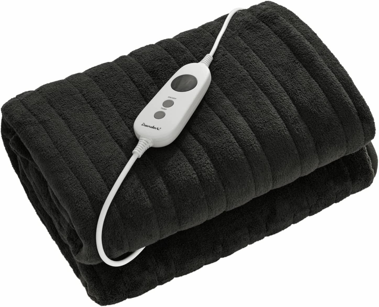 Double-Sided Electric Heated Coral Fleece Throw Rug Snuggle Blanket Double Overheat Protection Adjustable 9 Heat Settings Detachable Controller - 120X160Cm (Charcoal)