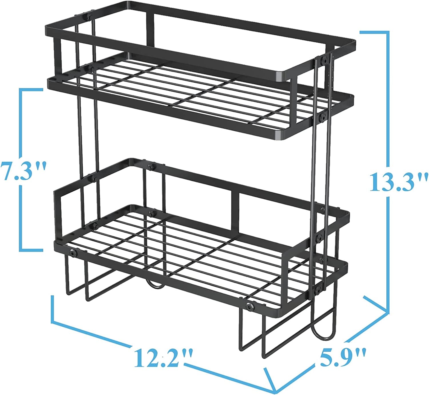 2-Tier Bathroom over the Toilet Storage Shelf, Bathroom Storage Organizer with Toilet Paper Holder, Space Saver,Black