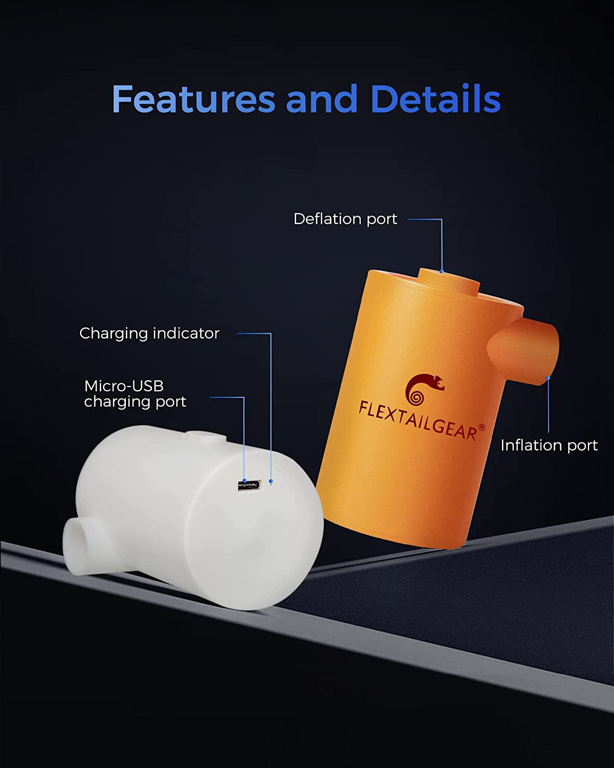 Portable Air Pump with 3600Mah Battery Rechargeable Pump with Mobile Phone Charger -Quick Inflate Deflate for Air Mattress, Air Bed, Pool Toys, Floats, Swimming Ring, Vacuum Bags