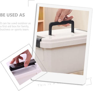 Plastic Household First Aid Bin Box Medicine Storage Box Family Emergency Box Portable Medicine Storage Latch Container Holder White
