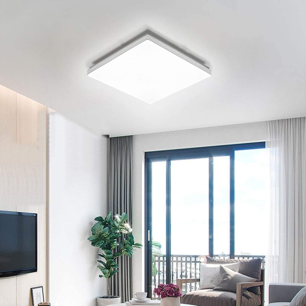 Flush Mount LED Ceiling Light Fixture with Remote,13.4 Inch 30W Square Dimmable Surface Mount Ceiling Lamp for Kitchen Bedroom Utility Laundry Closet Room, 3000K-6500K