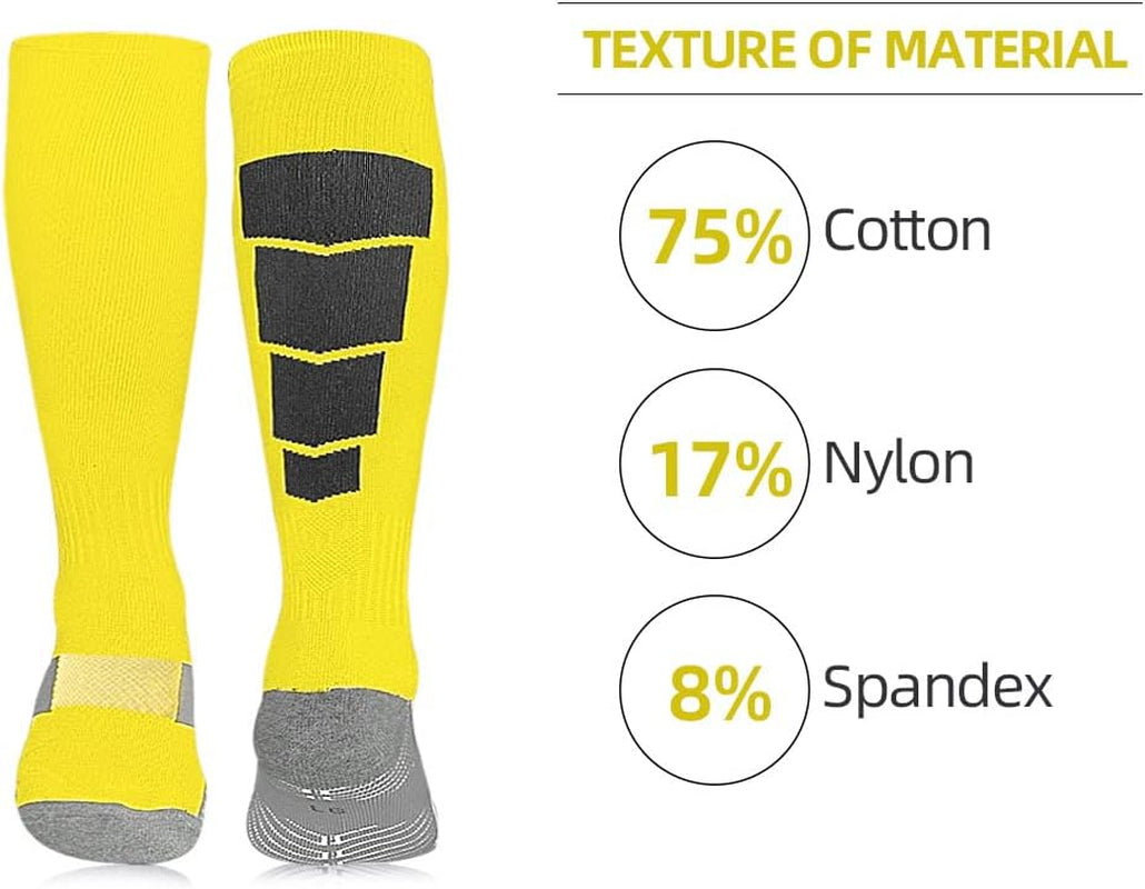 Kids Soccer Socks, [2 Pairs] Athletic Knee High Socks for Youth Boys Girls for US Size 3-6.5 / Age 6-12