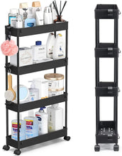 Load image into Gallery viewer, Slim Storage Cart with Wheels 4 Tier Kitchen Trolley Bathroom Storage Organizer Spice Cart Rolling Utility Cart Home Storage Organisation Laundry Shelving Room Storage Trolley
