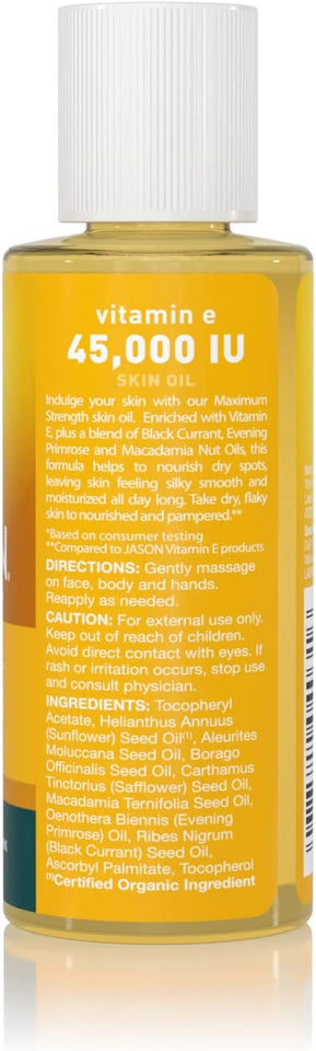 JĀSÖN Maximum Strength Skin Oil, Vitamin E 45,000 IU, 2 Oz