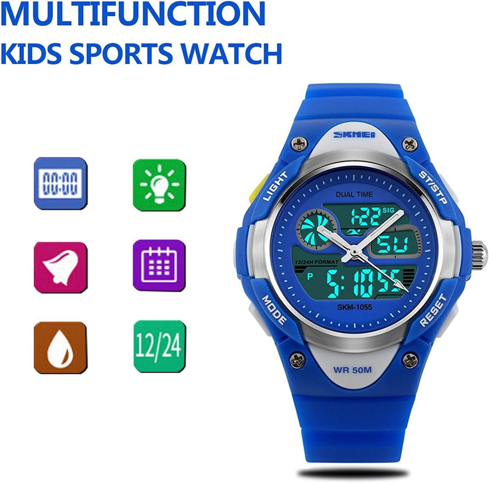 Kids Teens Girls Waterproof Sports Digital Watches Timer with Alarm Stopwatch 7 Colorful Luminous for Age 6-15