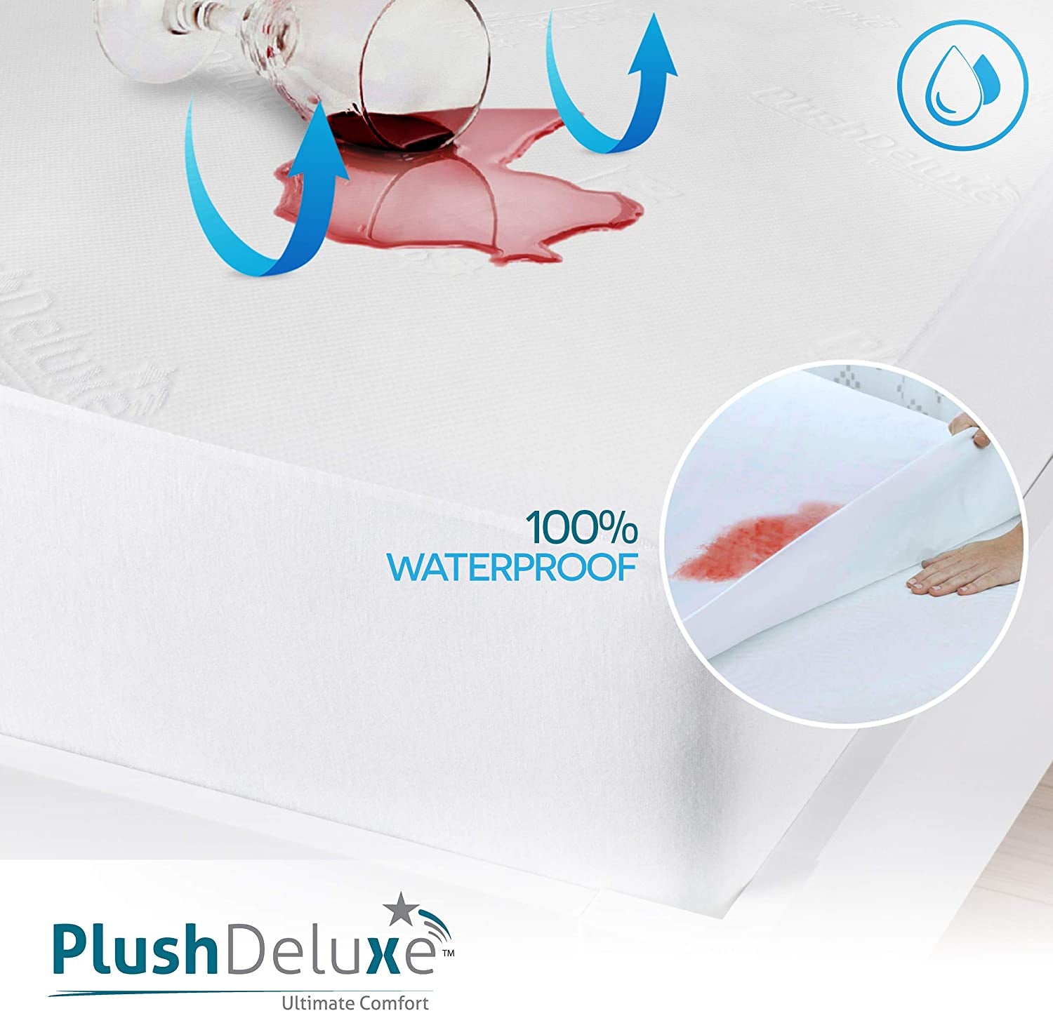 Premium Bamboo Mattress Protector – Waterproof & Ultra Soft Breathable Bed Mattress Cover for Comfort & Protection - (Queen Size)