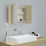 LED Bathroom Mirror Cabinet Indoor Washroom Vanity Wall Furniture Household LED Mirror Storage Cabinet with RGB Light Sonoma Oak Acrylic