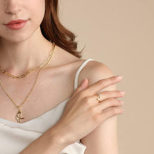 Load image into Gallery viewer, Initial Letter Ring for Women Girls Gold Stackable Alphabet Rings with Initial Adjustable Crystal Inlaid Initial Rings Bridesmaid Gift
