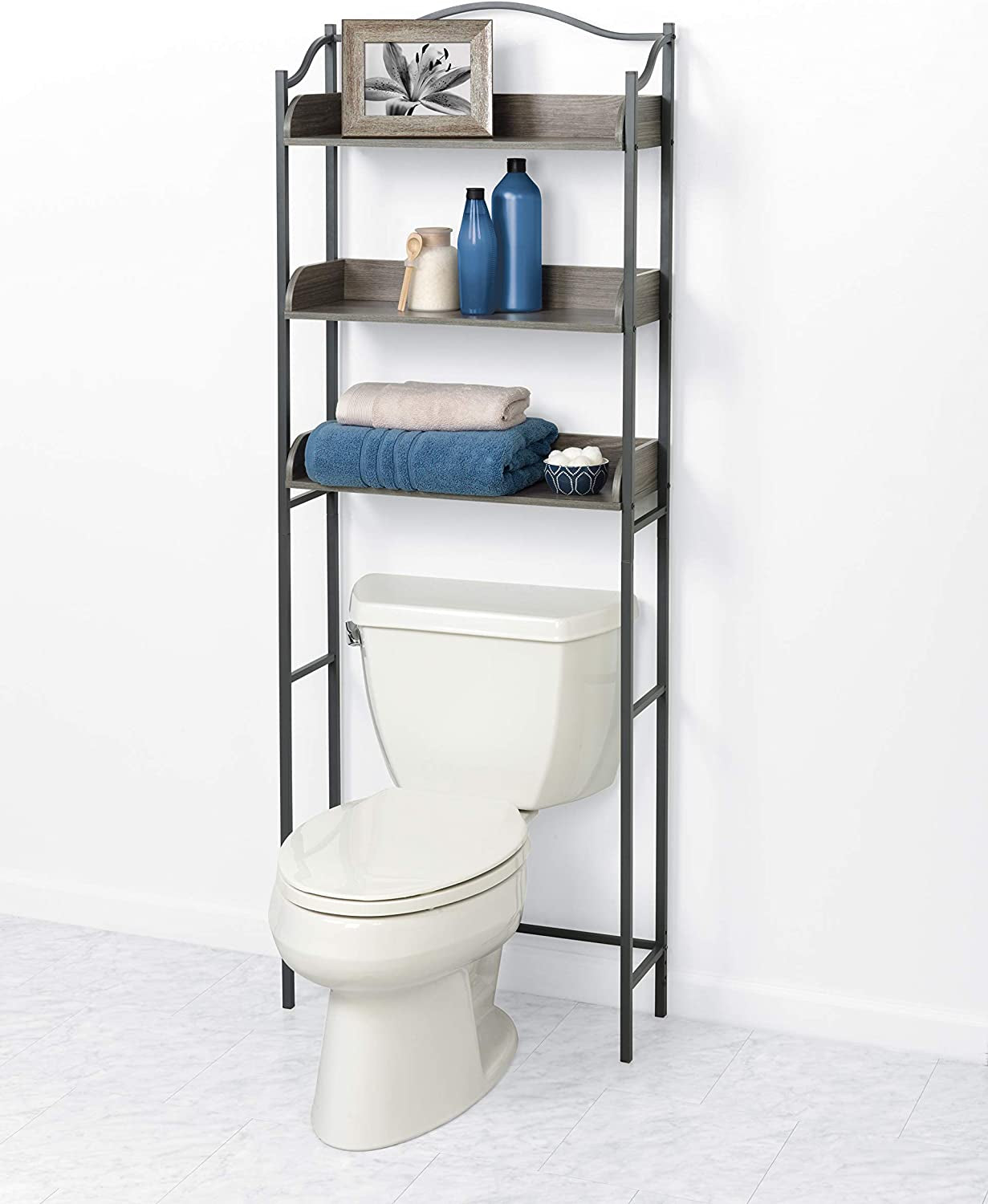 3-Tier Over-The-Toilet Bathroom, Driftwood Gray/Pewter Spacesavers