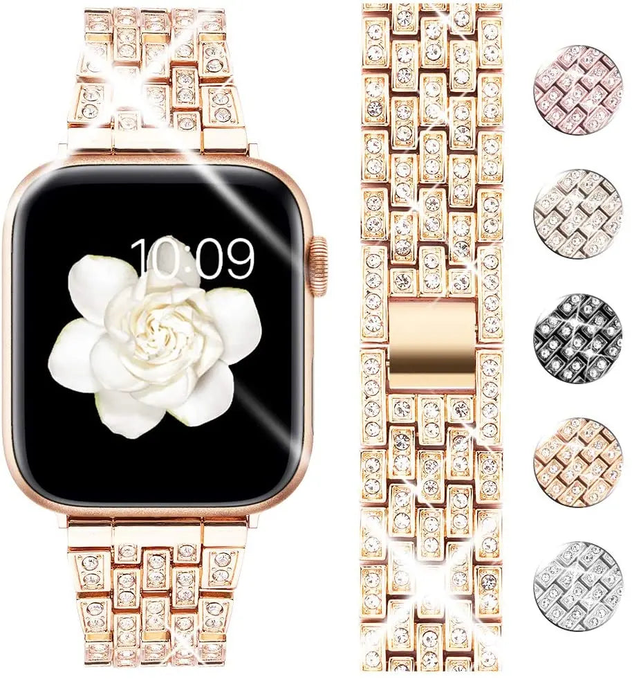 Goton Jewelry Band Compatible with Apple 5,4,3,2,1 Watch Band 40mm, 38mm, Women Luxury Diamond Bling Crystal Stainless Metal Strap Silver pattanaustralia