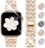 Goton Jewelry Band Compatible with Apple 5,4,3,2,1 Watch Band 40mm, 38mm, Women Luxury Diamond Bling Crystal Stainless Metal Strap Silver pattanaustralia