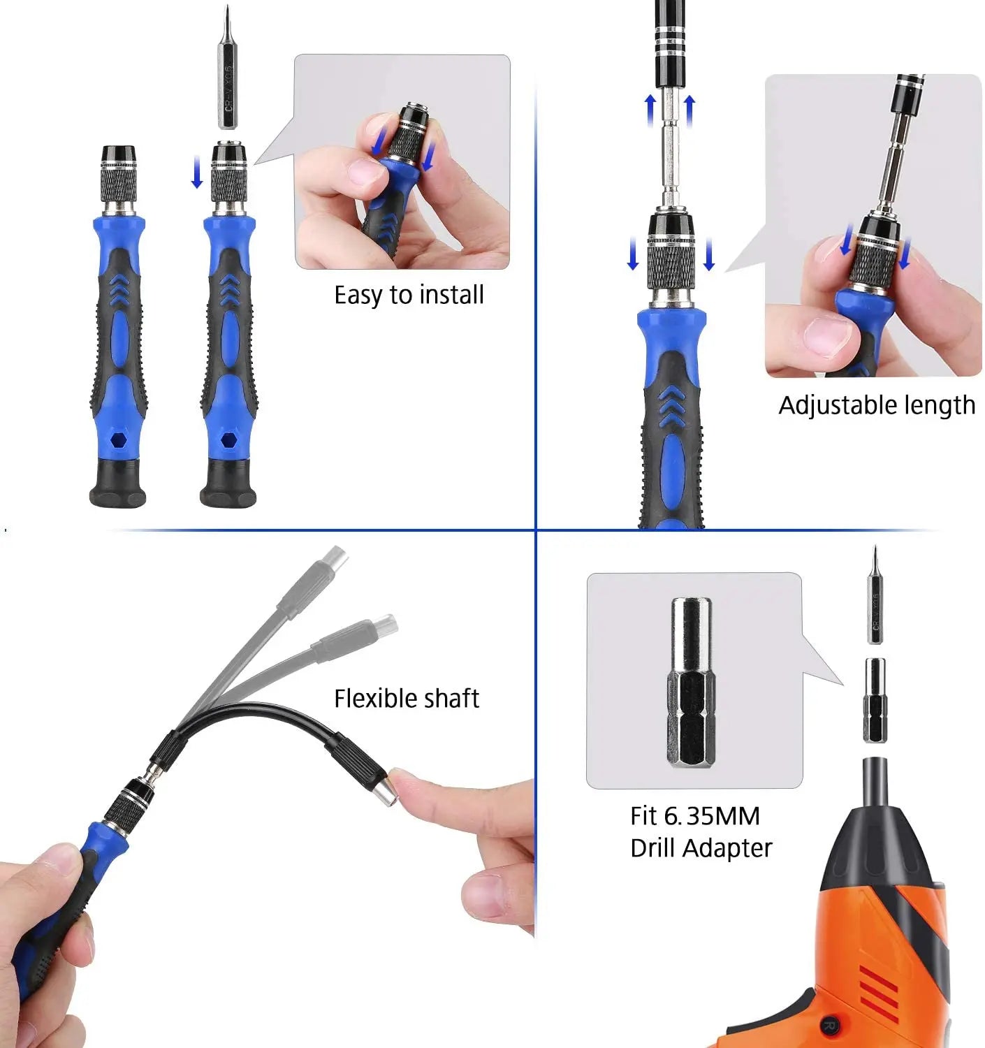 Hautton Precision Screwdriver Set, 60 in 1 with 56 Bits Magnetic Screwdriver Kit, Stainless Steel Blue & Black pattanaustralia
