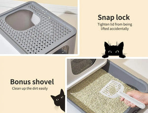 PaWz Cat Litter Box Fully Enclosed Toilet Trapping Sifting Odor Control Basin pattanaustralia