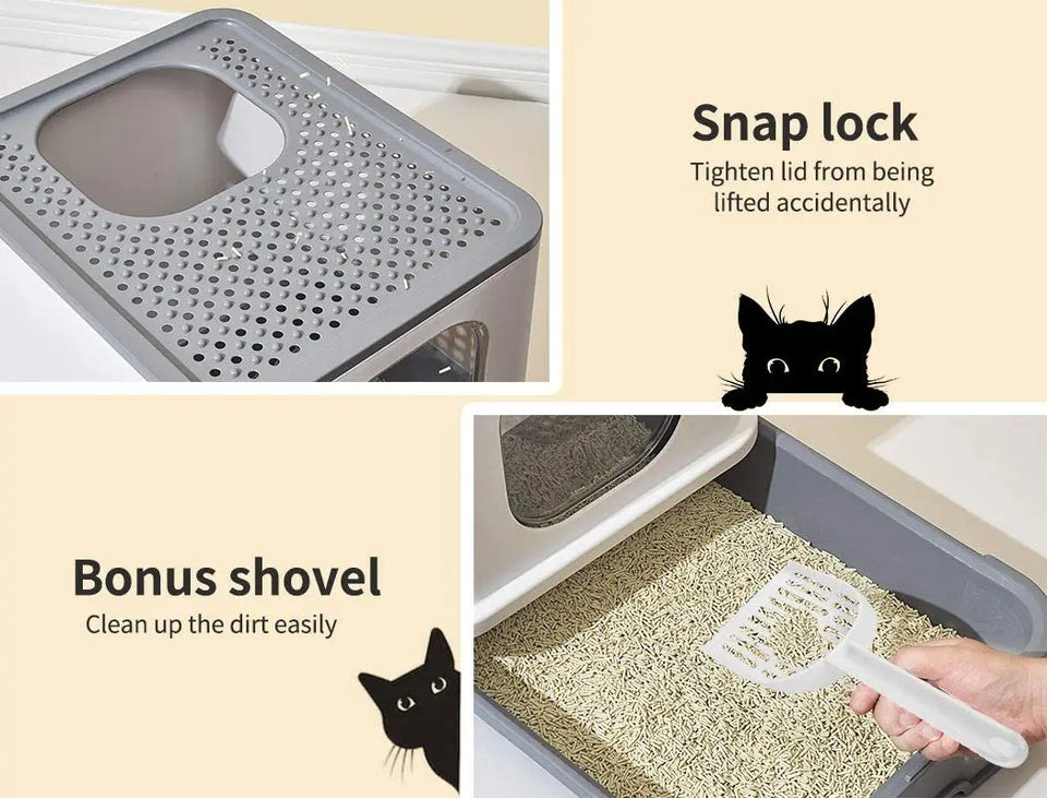 PaWz Cat Litter Box Fully Enclosed Toilet Trapping Sifting Odor Control Basin pattanaustralia