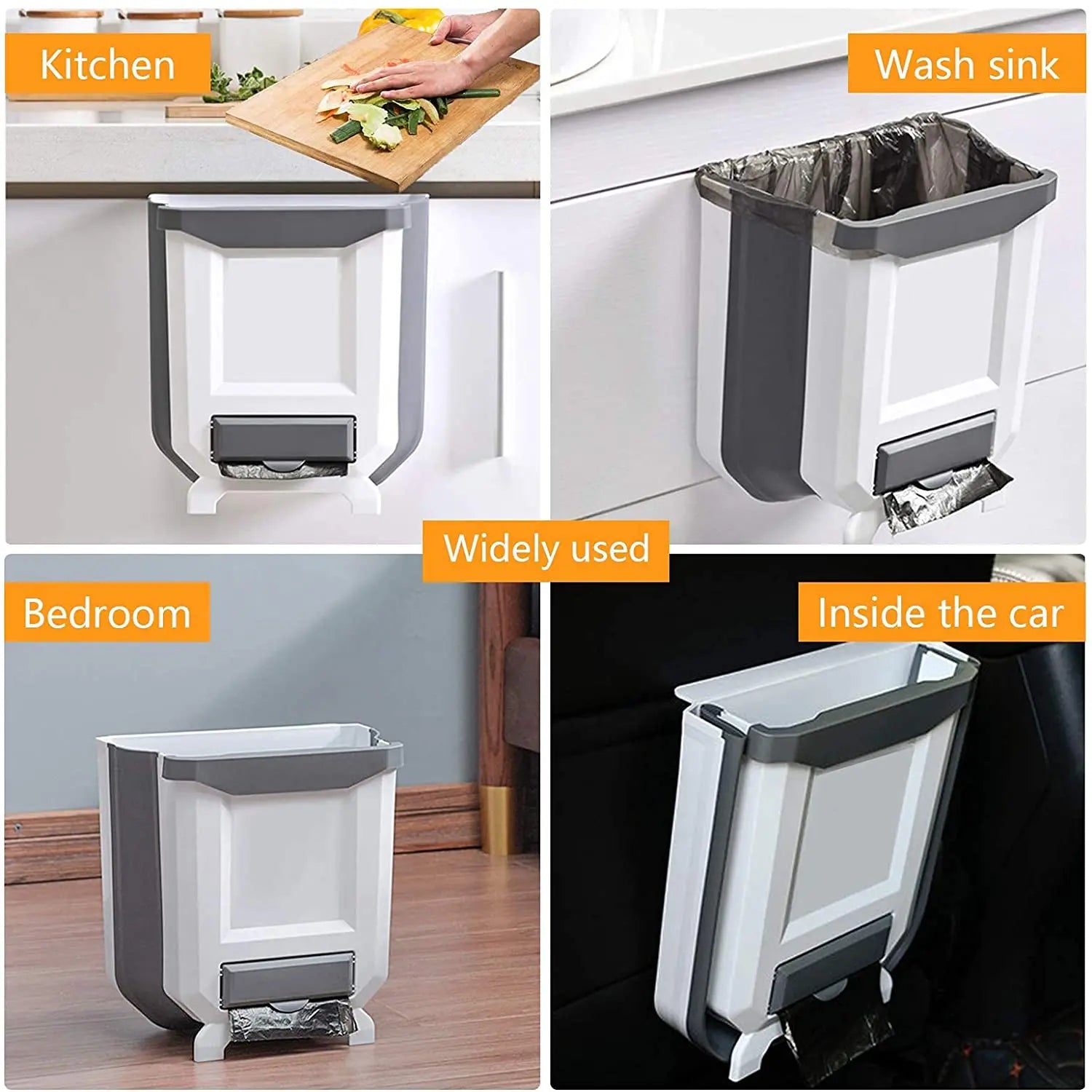 Plastic Folding Wall Mounted for Cupboard, Door Hanging Trash Can 8L Pattan Australia