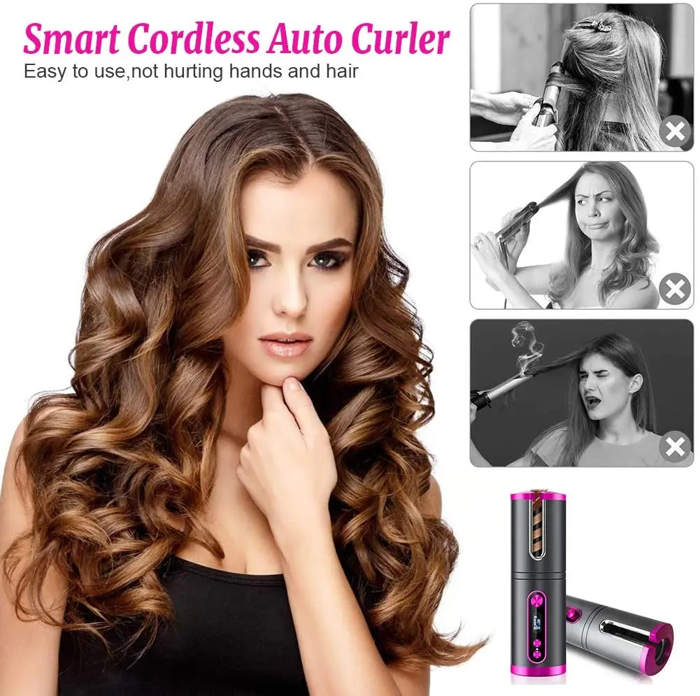 Runsnail Cordless Auto Hair Curler, LED Temperature Display and Timer/USB Rechargeable Pattan Australia