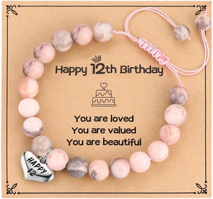 Happy Birthday Gifts for 5-25 Year Old Girls, Birthday Braided Beads Bracelet Gifts for Age 5 to 25 Daughter Granddaughter Niece