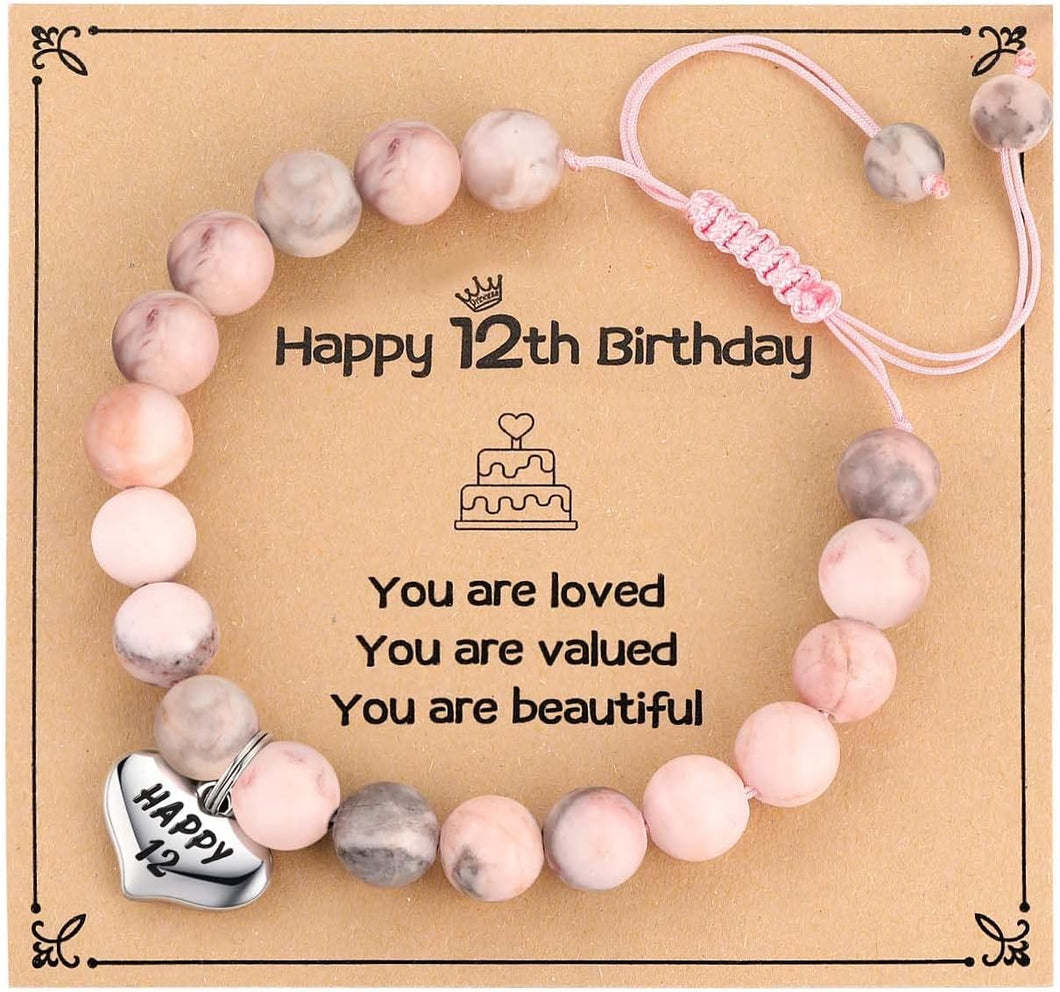 Happy Birthday Gifts for 5-25 Year Old Girls, Birthday Braided Beads Bracelet Gifts for Age 5 to 25 Daughter Granddaughter Niece