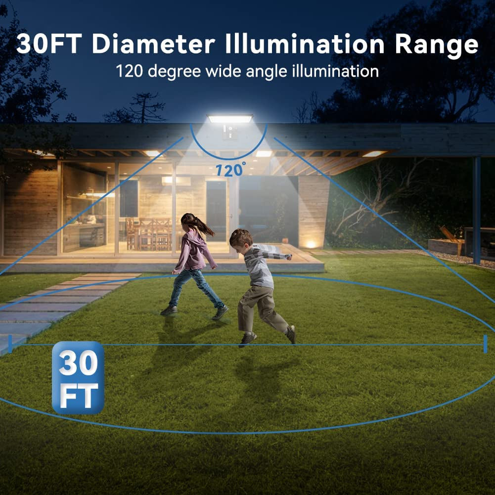 Solar Lights Outdoor Motion Sensor, 90 LED Solar Powered Exterior Wall Security Light Waterproof for Porch Yard Patio Garage, Dusk-To-Dawn, 6000K, USB Charging & Emergency Lighting 2 Pack