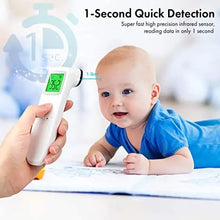 Load image into Gallery viewer, Digital Forehead Themometer Non-Touch for Adults, Children, Baby, Infrared Sensors for Fast Clinically Accurate Readings Less than 1s, Detects Fever and High Temperature, 3 Color LCD Screen, Records 35 Readings in Memory, Silent Mode
