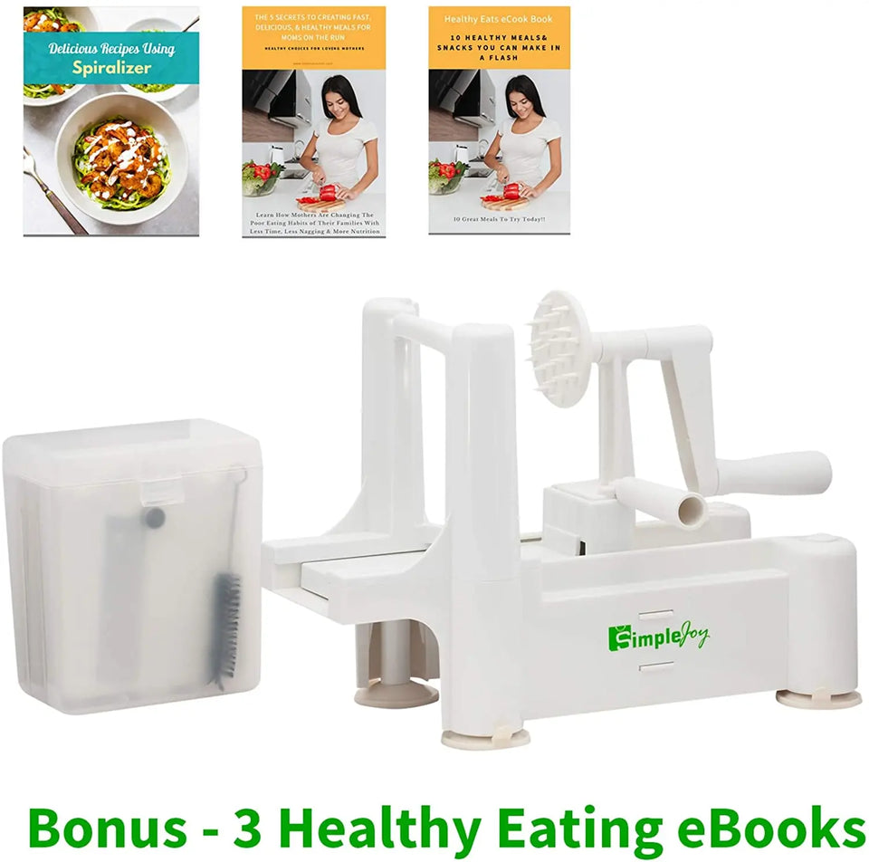 Premium 5 Blade Zucchini and Vegetable Spiral Slicer, Heavy Duty Suction Base with Cleaning Brush, Blade Storage Pattan Australia