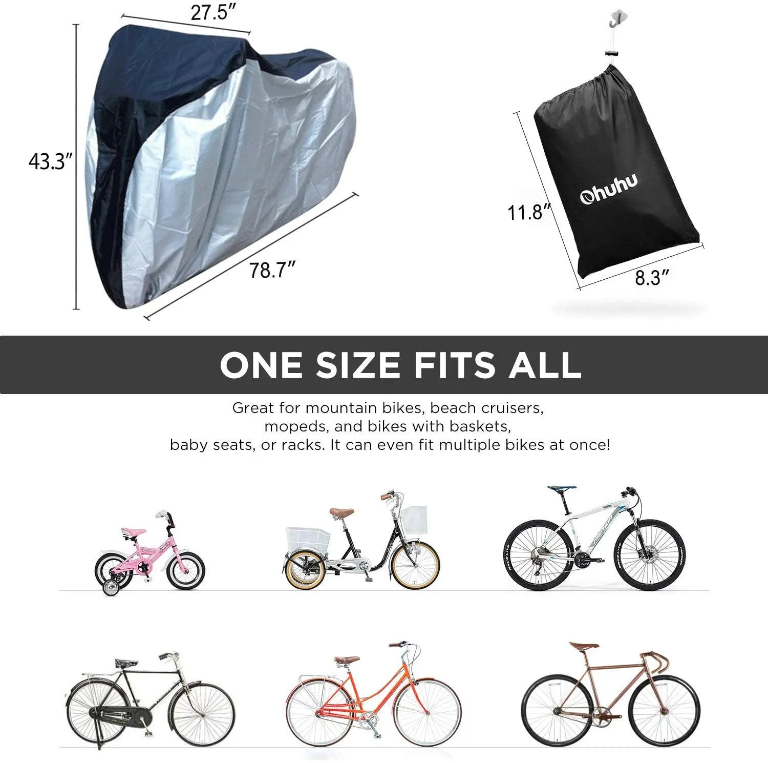 Tear-Resistant Nylon Bike Cover XL Waterproof, uv protection with Lock Holes &storage bag Pattan Australia