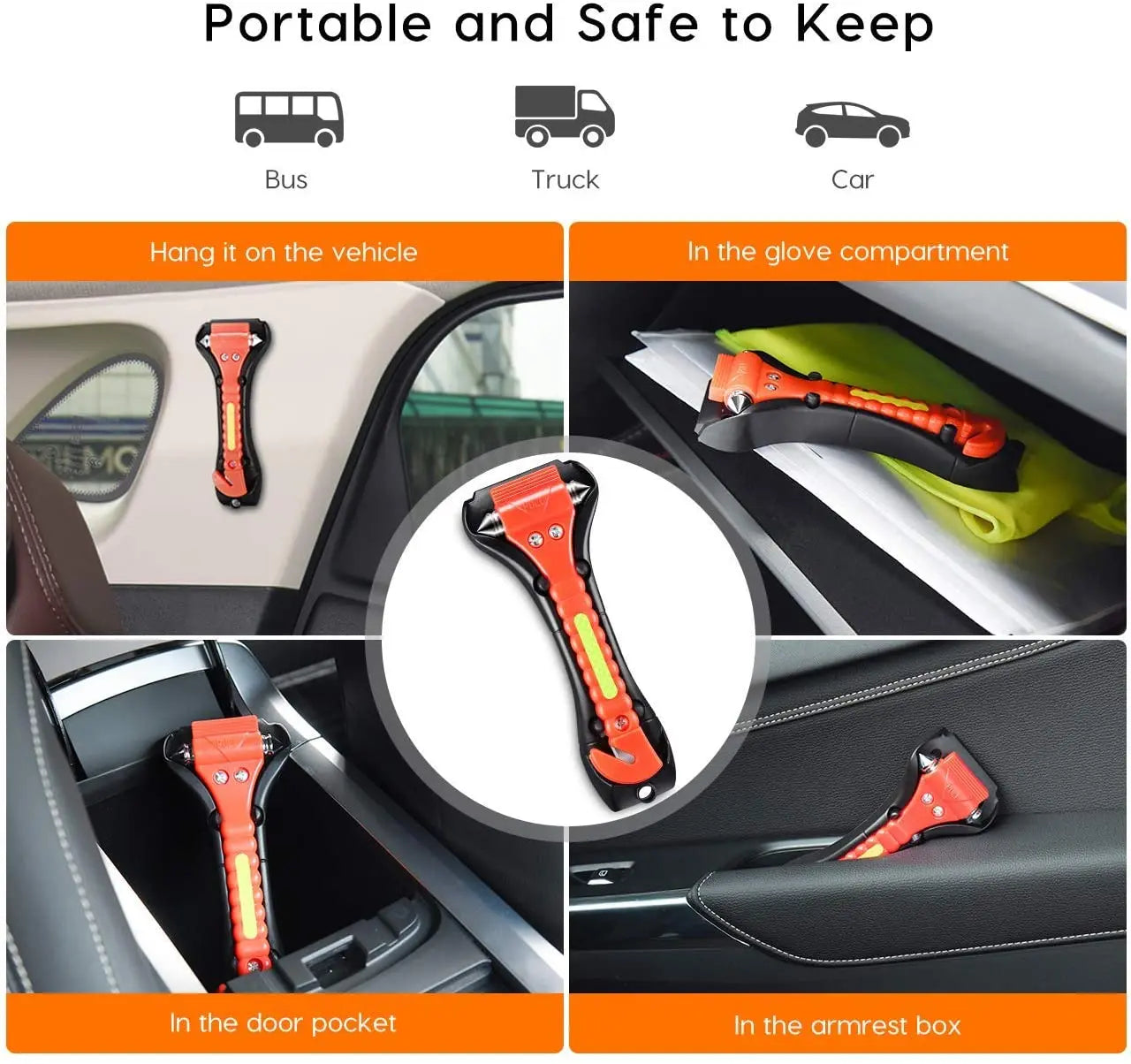 2x 3 in 1 Car Window Glass Breaker Emergency Escape Tool Safety Seat Belt  Cutter