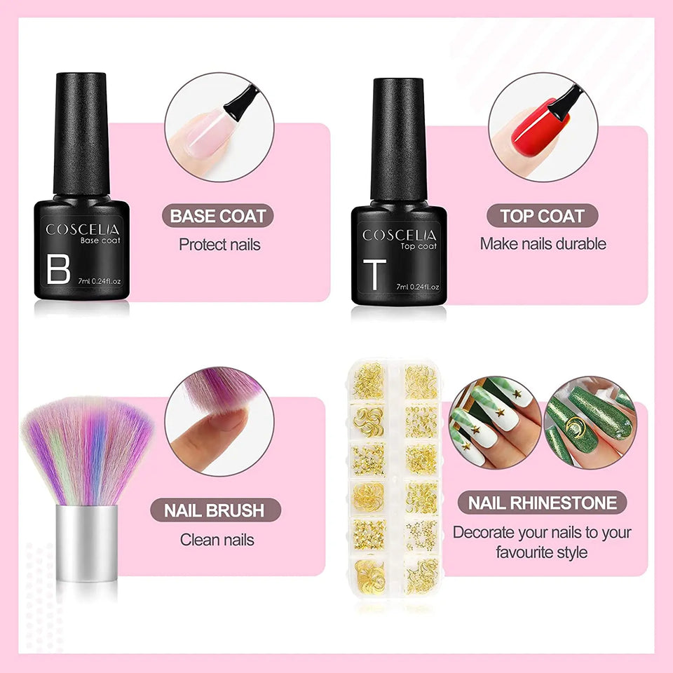 COSCELIA 20 Pcs Gel Nail Polish Kit,36W LED+UV Nail Dryer,White Nude Pink Red Black Gel Nail Polish Base and Top Coat,Nail Art Decoration Manicure Tools for Nail Salon Home DIY Pattan Australia